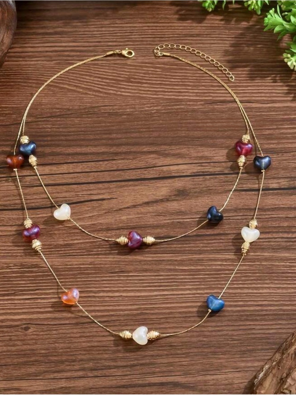 Layered Heart Bead Necklace - Picture 3 of 4